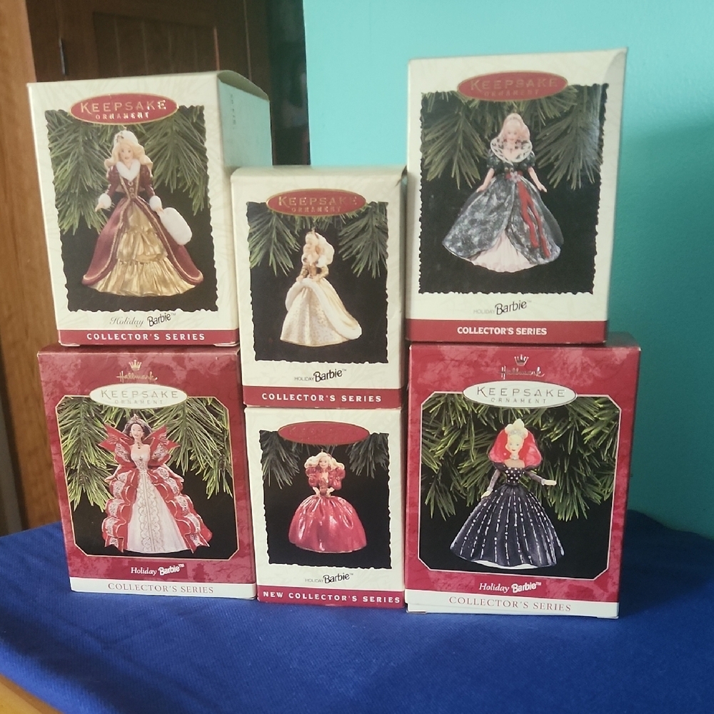 Hallmark Keepsake Barbie Holiday Ornaments - Red, Gold, Blue
